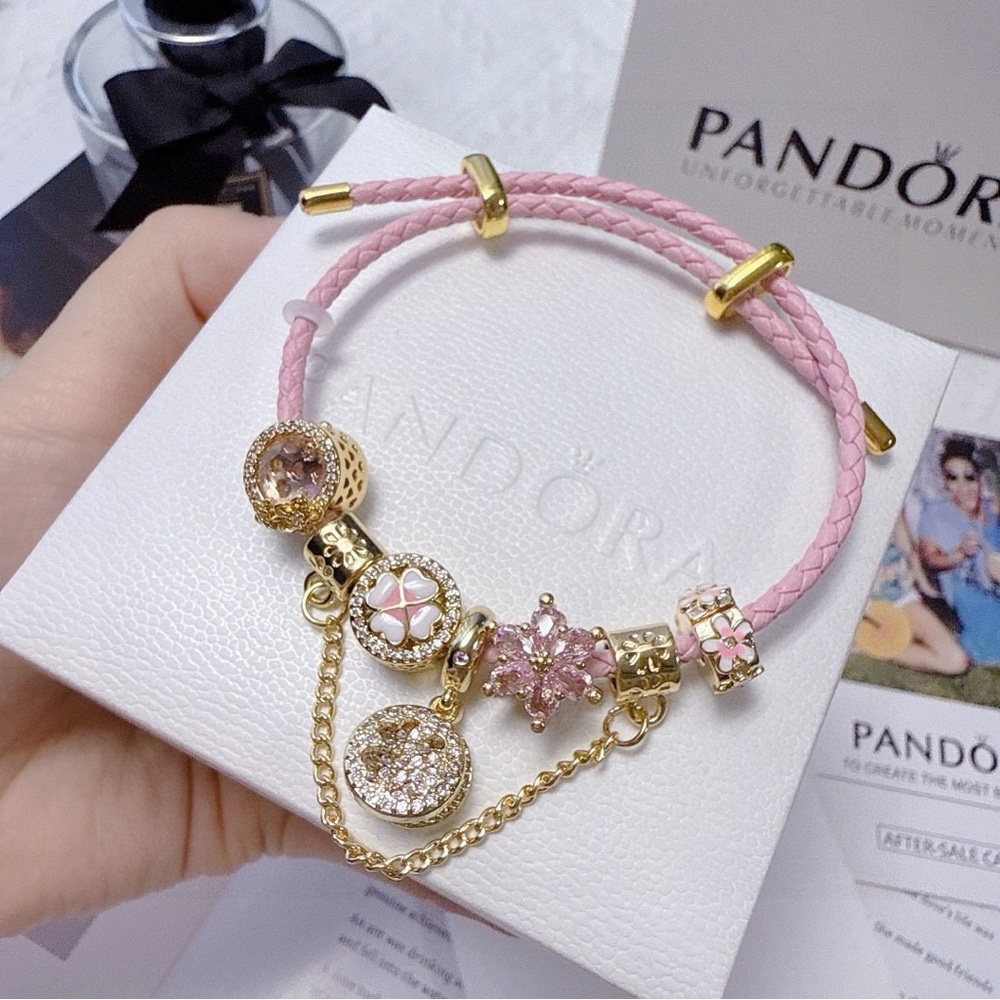 Pandora Pink and Gold Charm Bracelet - Picture 4 of 7